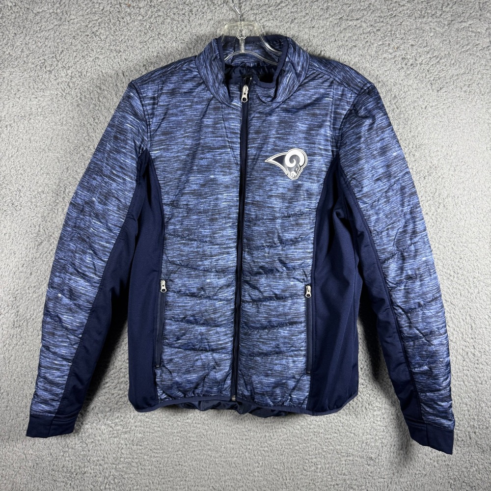 NFL Team Apparel Los Angeles Rams Women Blue Space Dye Hybrid Puffer Jacket‎ L